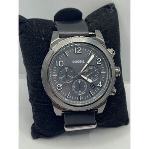 Fossil CH3069 Men Black Leather Analog Gray Dial Quartz Genuine Wrist Watch NA35